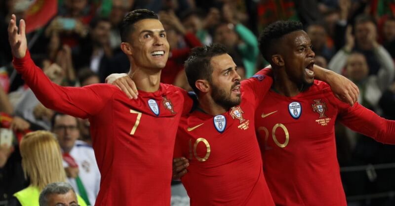 Cristiano Ronaldo, Bernardo Silva e Nélson Semedo no Portugal-Suíça: Liga das Nações 2019