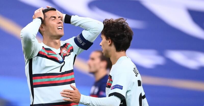 Cristiano Ronaldo após falhar uma boa oportunidade no França-Portugal: Liga das Nações