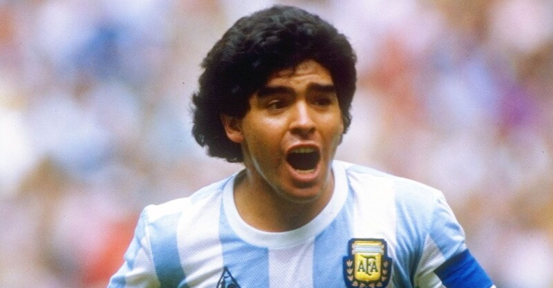 Diego Maradona festeja golo pela seleção argentina