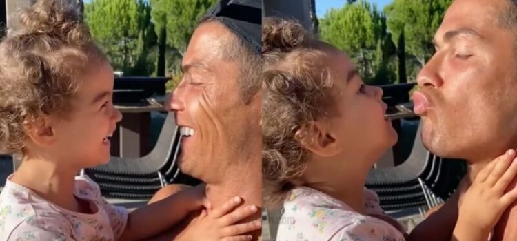Cristiano Ronaldo dá beijinho à filha Alana Martina