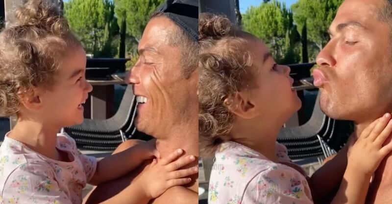 Cristiano Ronaldo dá beijinho à filha Alana Martina