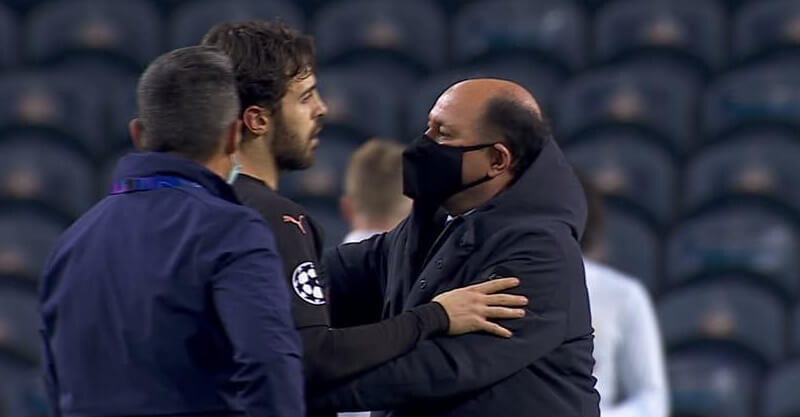 Conversa entre Bernardo Silva e Luís Gonçalves após o FC Porto-Manchester City