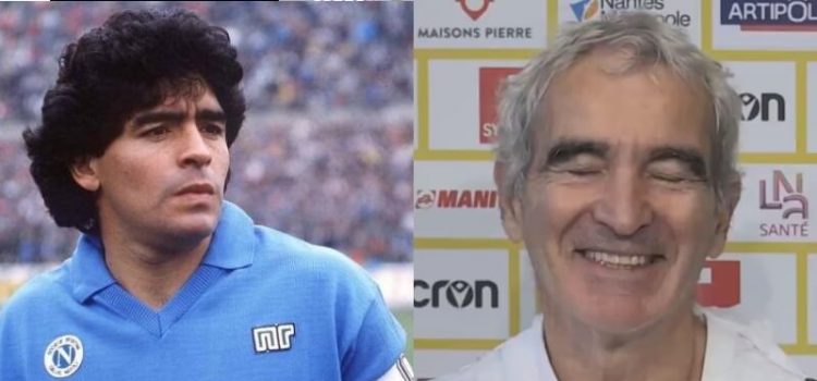 Diego Maradona e Raymond Domenech, treinador do Nantes