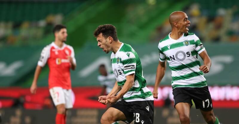 Pedro Gonçalves festeja golo da vitória do Sporting sobre o SC Braga
