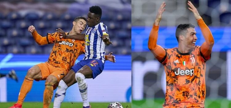 Cristiano Ronaldo reclama penalti após lance com Zaidu no FC Porto-Juventus