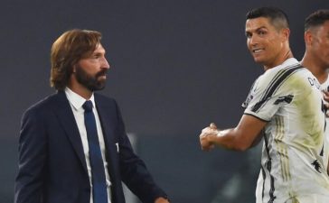Cristiano Ronaldo e Andrea Pirlo após um jogo da Juventus
