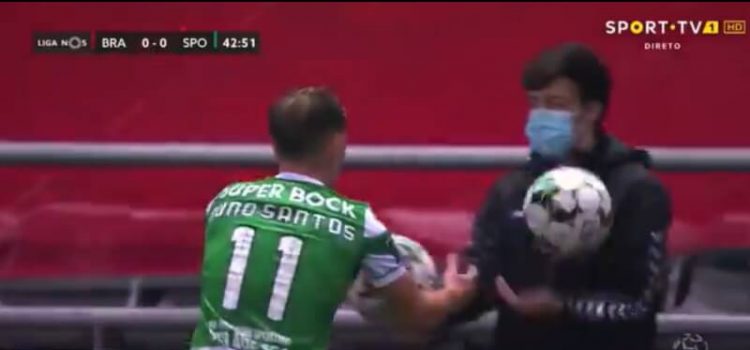 Nuno Santos e apanha-bolas no SC Braga-Sporting