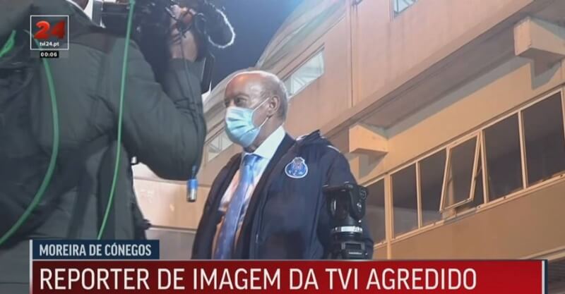 Momento em que Pinto da Costa aborda jornalistas após o Moreirense-FC Porto