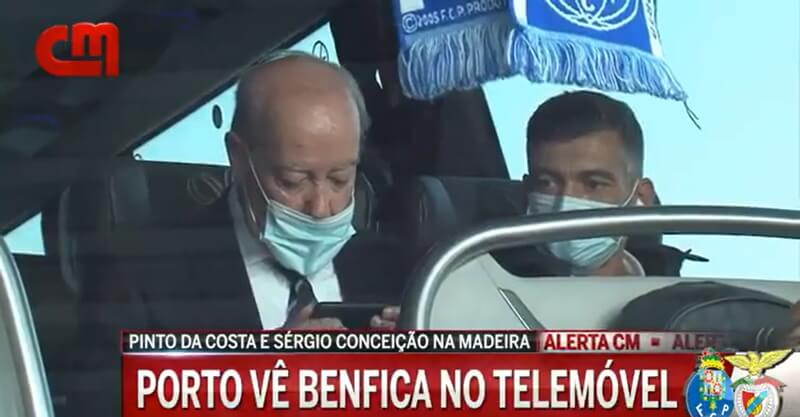Pinto da Costa e Sérgio Conceição no autocarro acompanhar o Benfica-Gil Vicente