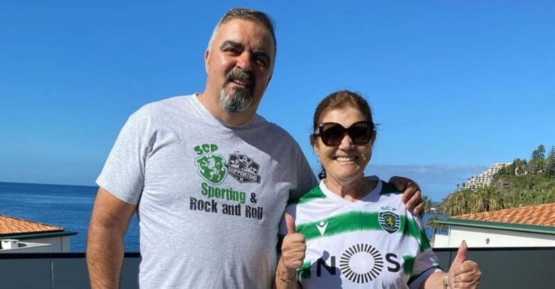Dolores Aveiro ao lado do marido José Andrade em vésperas do Sporting-Boavista