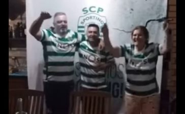 Dolores Aveiro e parte da família em dança da vitória do Sporting sobre o Nacional