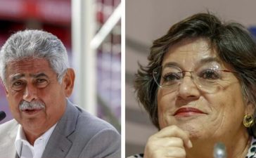 Ana Gomes, antiga eurodeputada, e Luís Filipe Vieira, presidente do Benfica