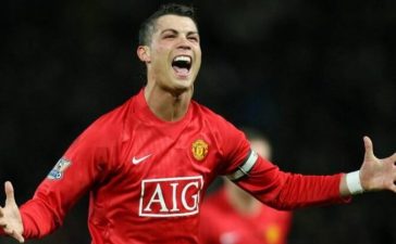 Cristiano Ronaldo na sua primeira passagem pelo Manchester United