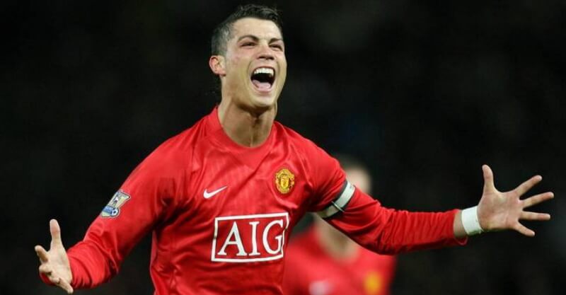 Cristiano Ronaldo na sua primeira passagem pelo Manchester United