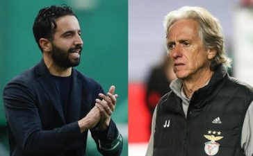 Rúben Amorim, treinador do Sporting, e Jorge Jesus, treinador do Benfica