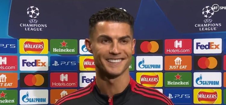 Cristiano Ronaldo no flash interview após o Manchester United-Villarreal