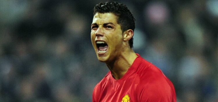 Cristiano Ronaldo celebra golo na sua primeira passagem pelo Manchester United