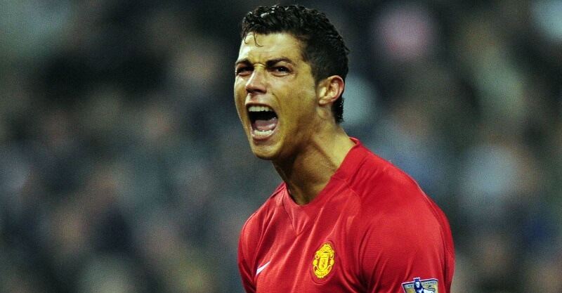 Cristiano Ronaldo celebra golo na sua primeira passagem pelo Manchester United
