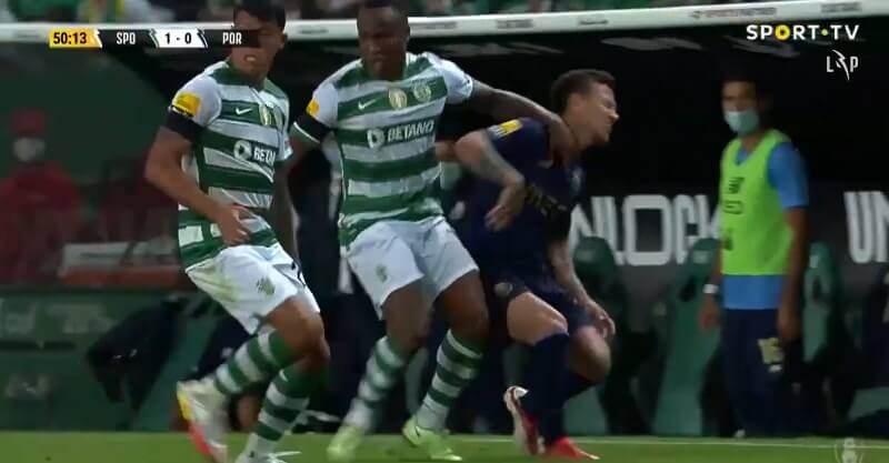 Lance entre Jovane Cabral e Otávio no Sporting-FC Porto