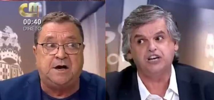 Pedro Guerra e João Malheiro em discussão após as eleições do Benfica