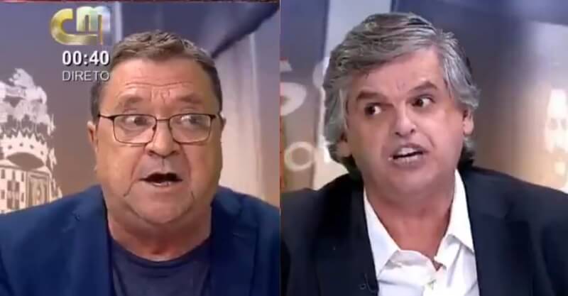 Pedro Guerra e João Malheiro em discussão após as eleições do Benfica