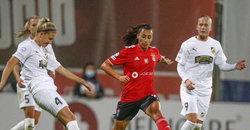 Jogo entre o Benfica e o Hacken na Liga dos Campeões feminina