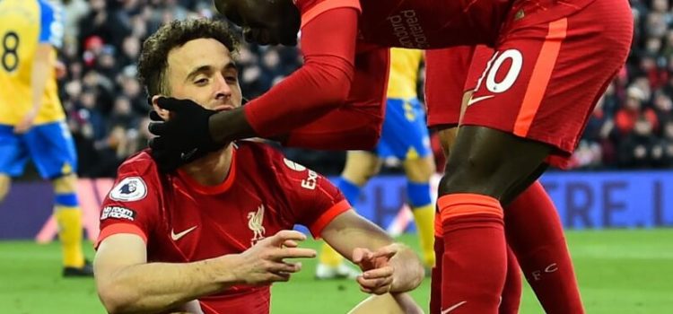 Diogo Jota festeja golo no Liverpool-Southampton