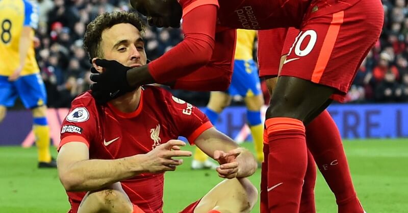Diogo Jota festeja golo no Liverpool-Southampton
