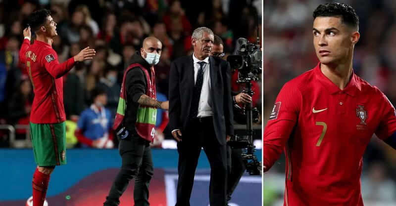 Cristiano Ronaldo e Fernando Santos após o Portugal-Sérvia