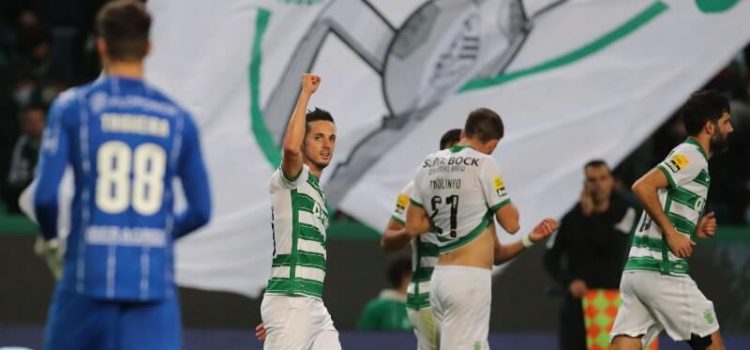 Pablo Sarabia celebra golo na vitória do Sporting sobre o Tondela