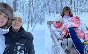 Georgina Rodríguez diverte-se com os filhos no Pólo Norte