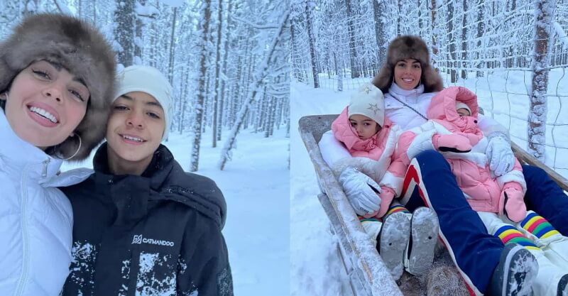 Georgina Rodríguez diverte-se com os filhos no Pólo Norte