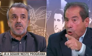 Comentador Octávio Machado e comentador afeto ao Benfica Diamantino Miranda em discussão na CMTV