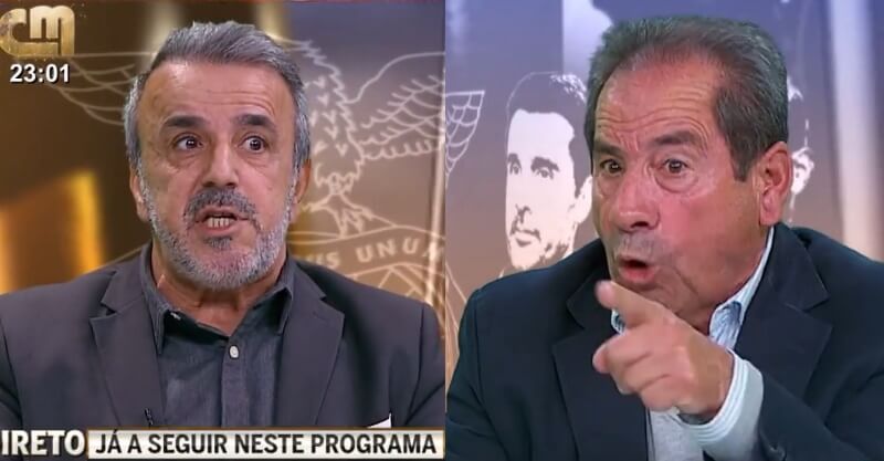 Comentador Octávio Machado e comentador afeto ao Benfica Diamantino Miranda em discussão na CMTV