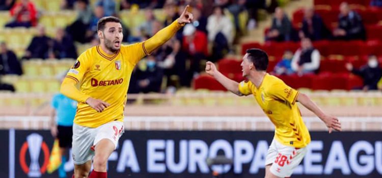 Ruiz celebra golo no AS Monaco-SC Braga