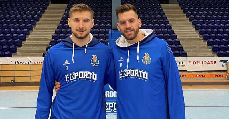Vlad e Miguel Queiroz, jogadores da equipa de basquetebol do FC Porto