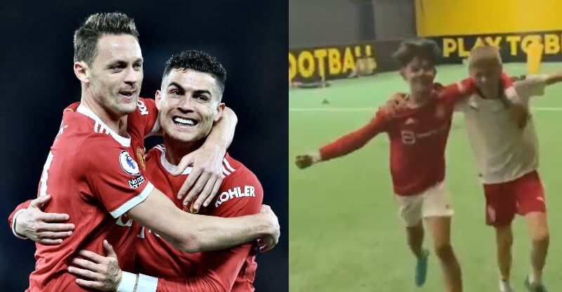 Crisitano Ronaldo e Nemanja Matic imitados pelos filhos