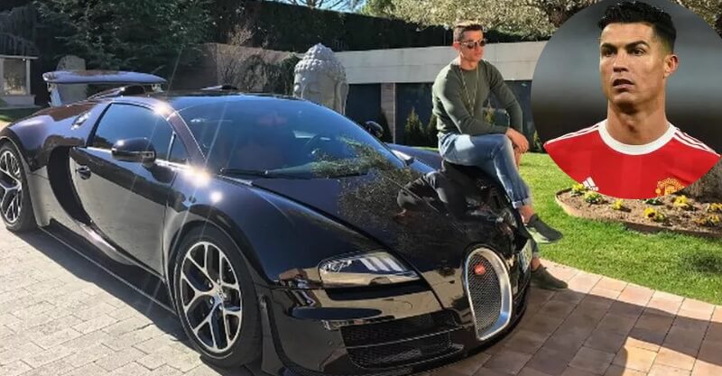 Cristiano Ronaldo no seu Bugatti Veyron
