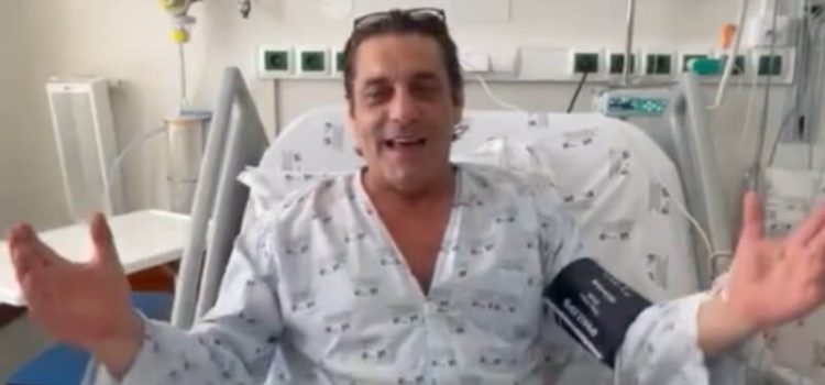 Paulo Futre na cama do hospital após enfarte