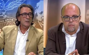 Rodolfo Reis, comentador afeto ao FC Porto, e Nuno Saraiva, comentador afeto ao Sporting