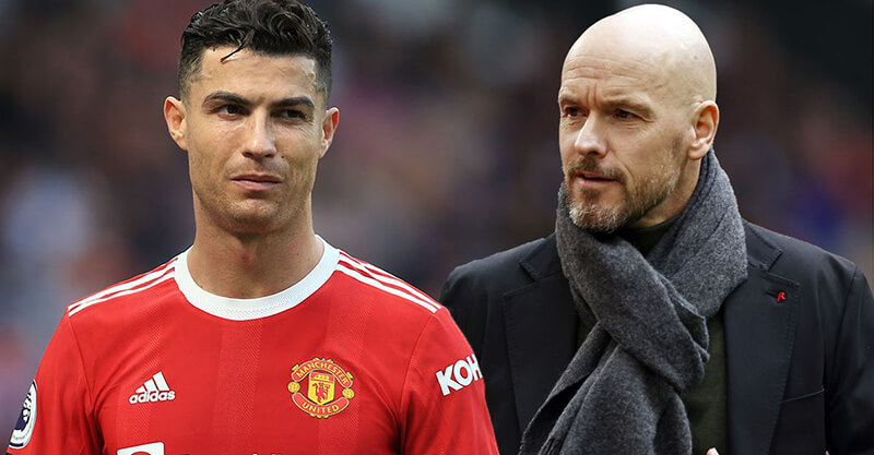 Cristiano Ronaldo e o treinador do Manchester United Erik Ten Hag