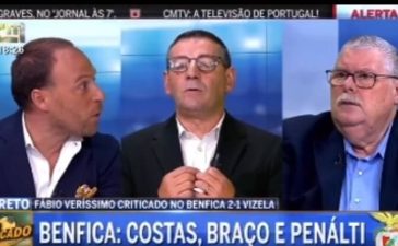 Comentadores da CMTV Nuno Dias e José Manuel Freitas e Marco Pina, comentador de arbitragem