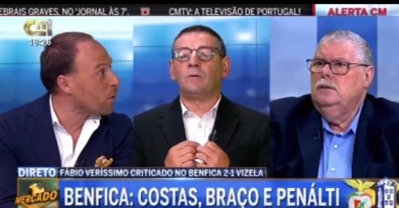 Comentadores da CMTV Nuno Dias e José Manuel Freitas e Marco Pina, comentador de arbitragem