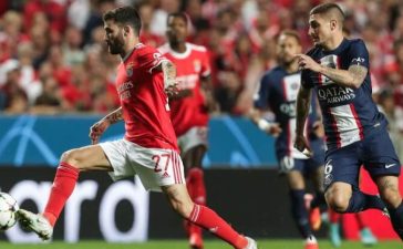 Rafa perseguido por Marco Verratti no Benfica-PSG