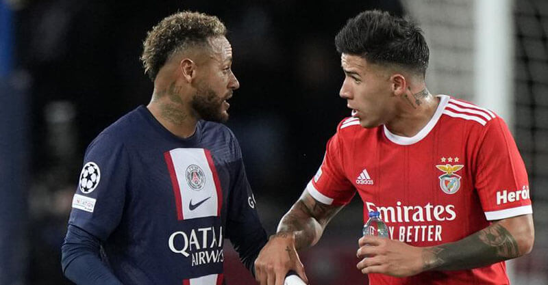 Discussão entre Neymar e Enzo Fernández após o PSG-Benfica