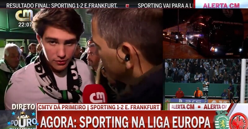 Declarações de adepto do Sporting após derrota na Liga dos Campeões diante do Eintracht Frankfurt
