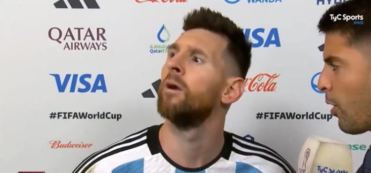 Lionel Messi na flash interview picado com holandeses