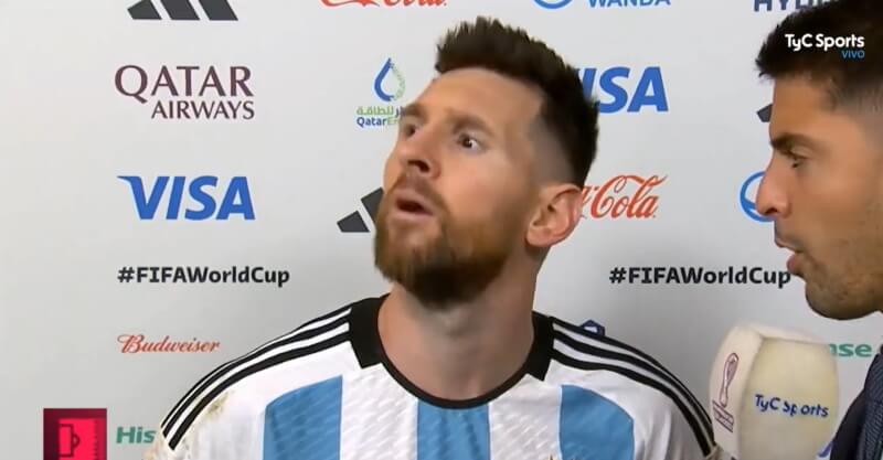 Lionel Messi na flash interview picado com holandeses