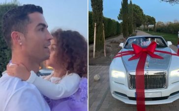 Cristiano Ronaldo e o seu Rolls Royce Dawn no Natal oferecido por Georgina Rodríguez