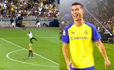 Adeptos imitam festejo de Cristiano Ronaldo em invasão ao relvado